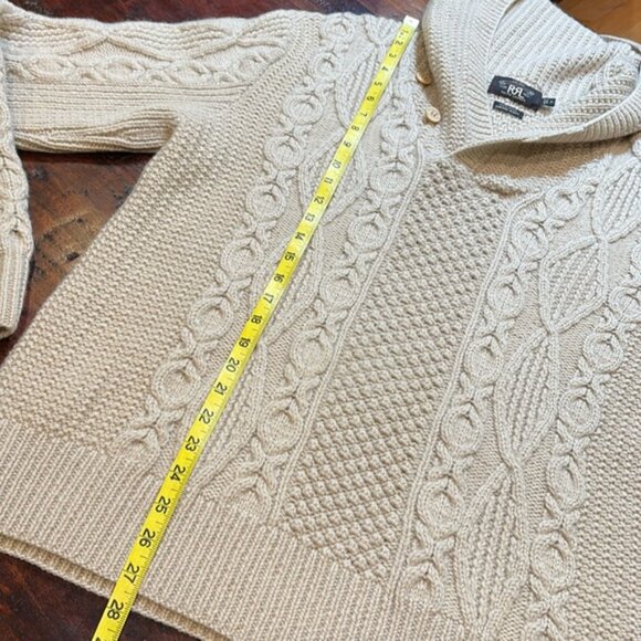 RRL Double RL Ralph Lauren Men’s Wool Hand Knit Hooded Sweater Medium - Picture 9 of 11